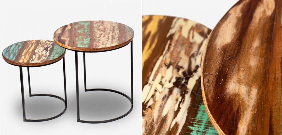 Набор приставных столиков Antique Wood Side Table Набор приставных столиков Antique Wood Side Table - Loft-Concept в Липецке