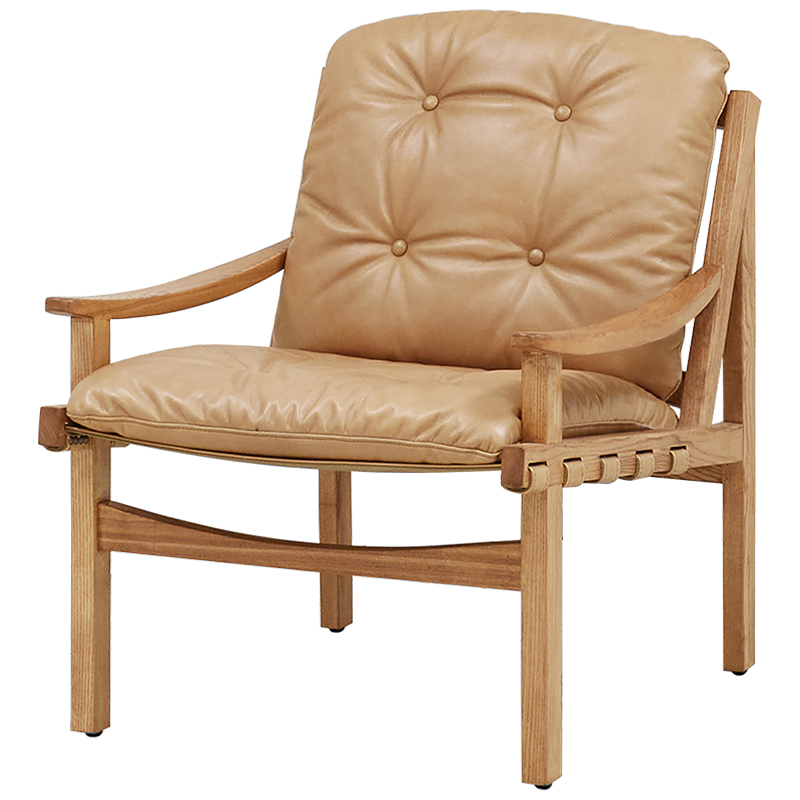 Кресло Bonfils Beige Armchair Бежевый Древесина Латунь Кресло Bonfils Beige Armchair Бежевый Древесина Латунь в Липецке | Loft Concept