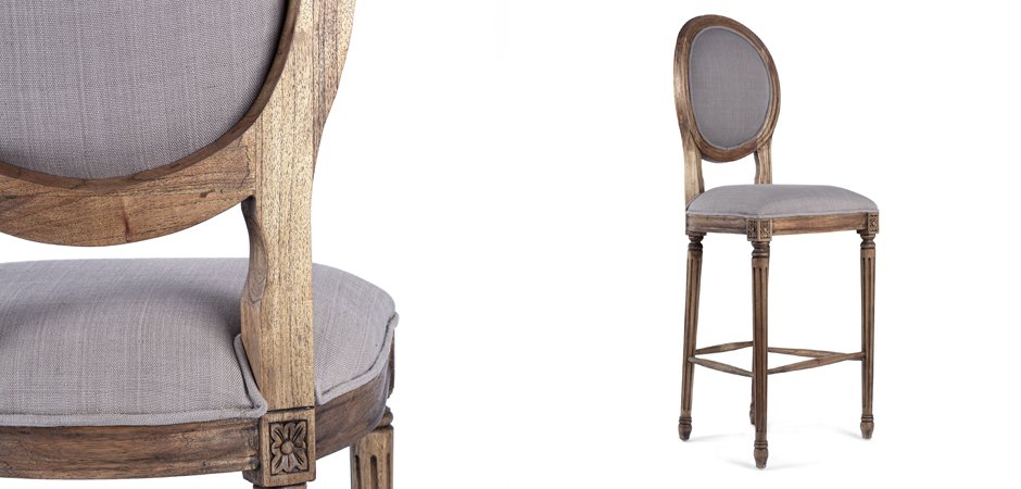 Барный стул REGENCY MEDALLION BARSTOOL Taupe Linen Барный стул REGENCY MEDALLION BARSTOOL Taupe Linen - Loft-Concept в Липецке