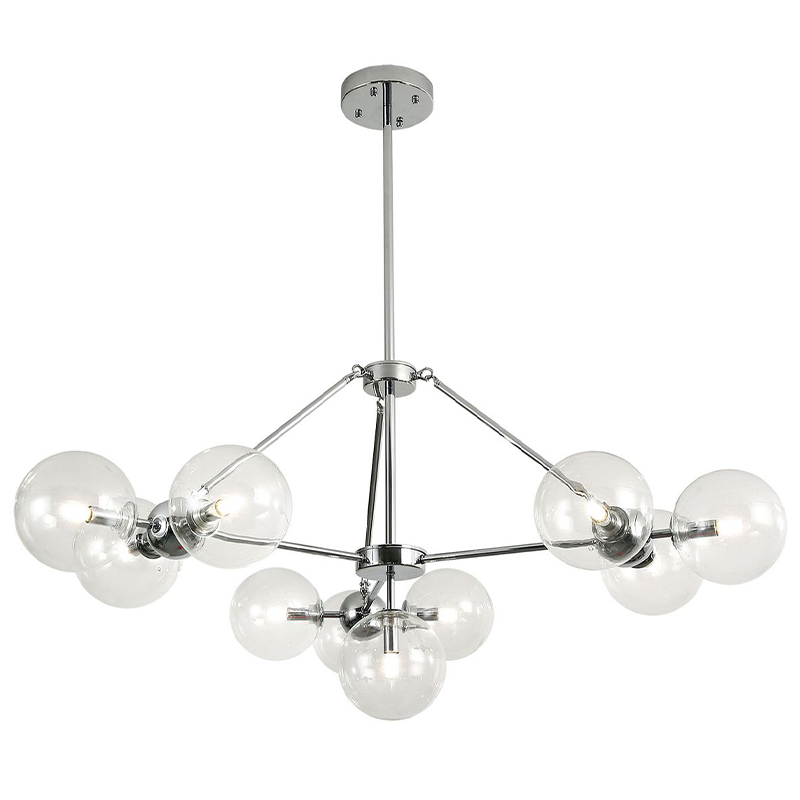 Люстра Modo Chandelier Chrome 10 Хром Прозрачное Стекло Люстра Modo Chandelier Chrome 10 Хром Прозрачное Стекло в Липецке | Loft Concept