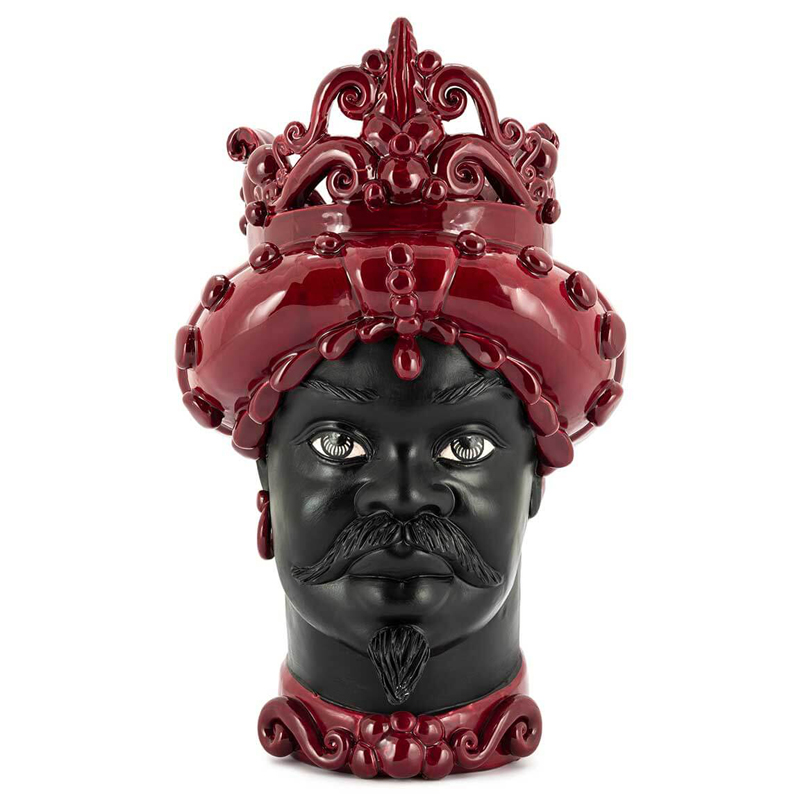 Ваза VASE MORO MAN MED. MAT H45 burgundy Черный Бургундский красный Ваза VASE MORO MAN MED. MAT H45 burgundy Черный Бургундский красный в Липецке | Loft Concept