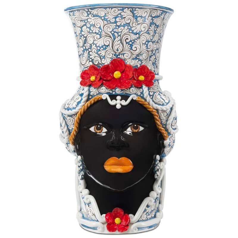 Ваза Vase Moro Lady Giant Flower Blue and Red Голубой Красный Черный Белый Мульти Ваза Vase Moro Lady Giant Flower Blue and Red Голубой Красный Черный Белый Мульти в Липецке | Loft Concept