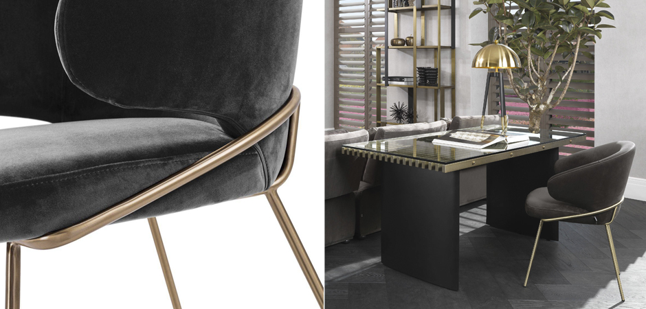 Стул Eichholtz Dining Chair Kinley dark grey Стул Eichholtz Dining Chair Kinley dark grey - Loft-Concept в Липецке