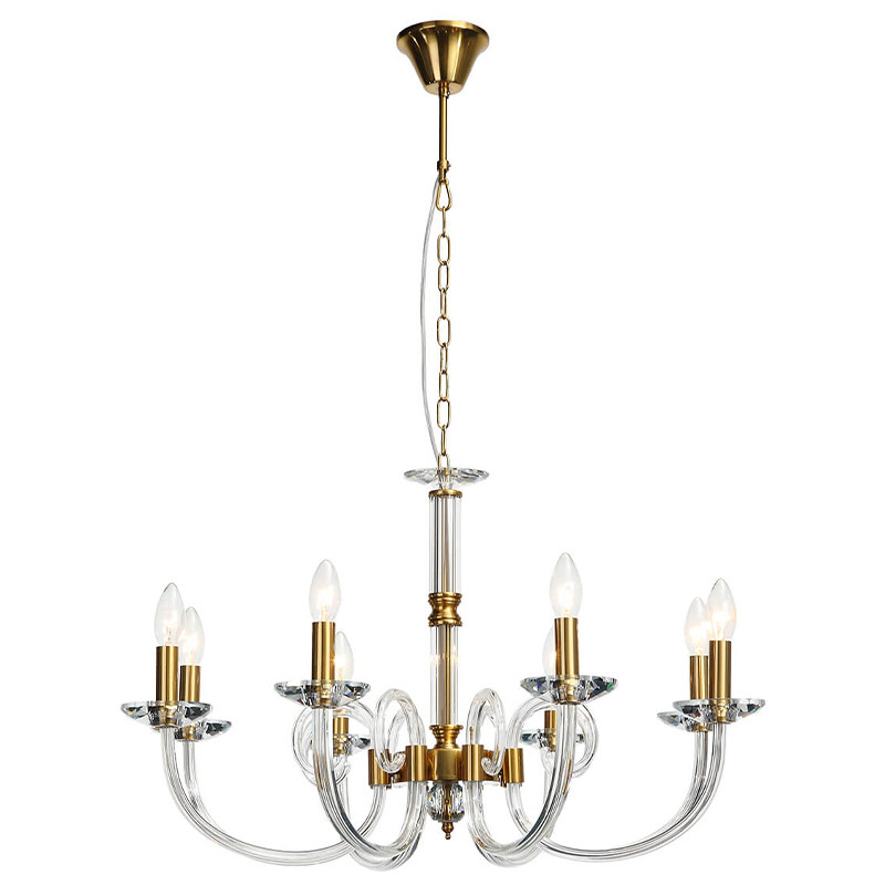 Люстра Twisted Glass Candles Chandelier Золотой Прозрачное Стекло Люстра Twisted Glass Candles Chandelier Золотой Прозрачное Стекло в Липецке | Loft Concept