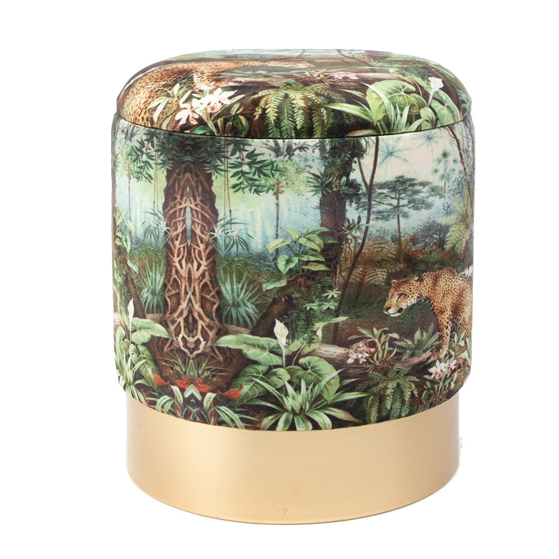 Пуф PUF Jungle Print lynx small Мульти Золотой Пуф PUF Jungle Print lynx small Мульти Золотой в Липецке | Loft Concept