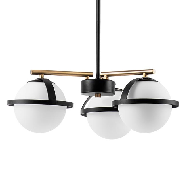 Люстра Balls in Cap Chandelier 3 Черный Белый Латунь Люстра Balls in Cap Chandelier 3 Черный Белый Латунь в Липецке | Loft Concept