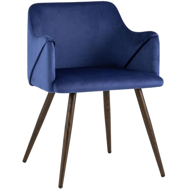 Стул Monarch Chair Синий Велюр Синий Коричневый Стул Monarch Chair Синий Велюр Синий Коричневый в Липецке | Loft Concept