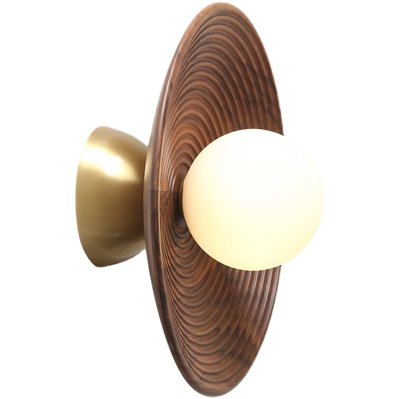 Бра Noya Wooden Wall Lamp Белый Коричневый Латунь сатинированная Бра Noya Wooden Wall Lamp Белый Коричневый Латунь сатинированная в Липецке | Loft Concept