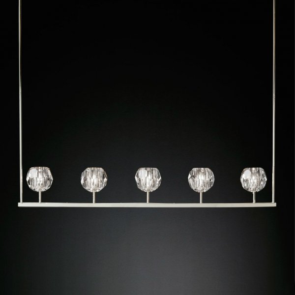 Люстра RH Boule De Cristal Linear Chandelier 5 Прозрачный Люстра RH Boule De Cristal Linear Chandelier 5 Прозрачный в Липецке | Loft Concept