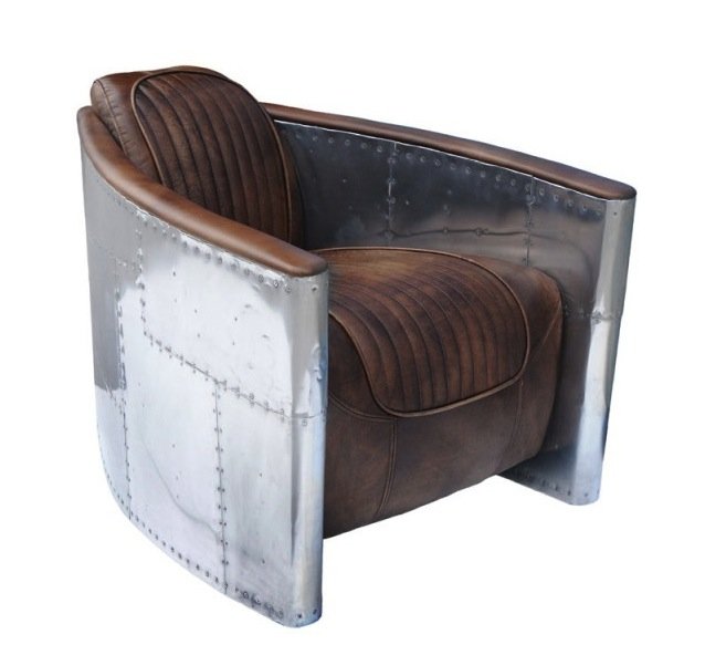 Кресло Aviator Tomcat chair Белый Коричневый Кресло Aviator Tomcat chair Белый Коричневый в Липецке | Loft Concept