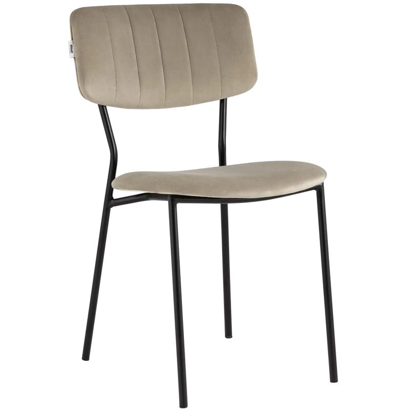 Стул Singer Chair без подлокотника Бежевый Велюр Бежевый Черный Стул Singer Chair без подлокотника Бежевый Велюр Бежевый Черный в Липецке | Loft Concept