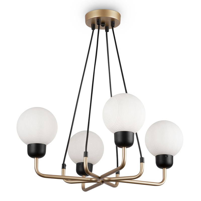 Люстра Andresa Chandelier 4 Balls Золотой Белое матовое стекло Люстра Andresa Chandelier 4 Balls Золотой Белое матовое стекло в Липецке | Loft Concept