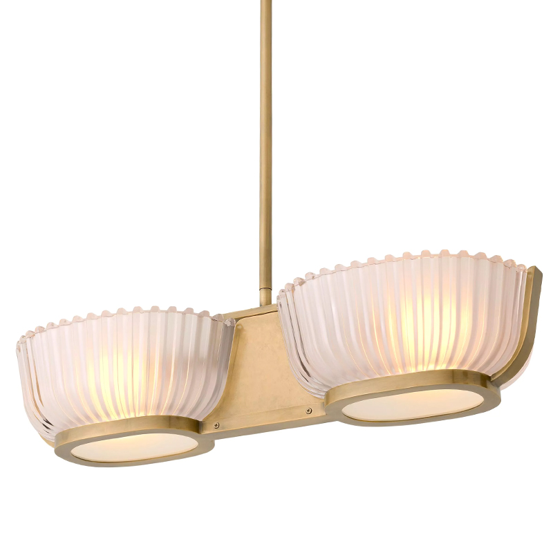 Люстра Eichholtz Chandelier Artos Double Латунь Белое матовое стекло Люстра Eichholtz Chandelier Artos Double Латунь Белое матовое стекло в Липецке | Loft Concept