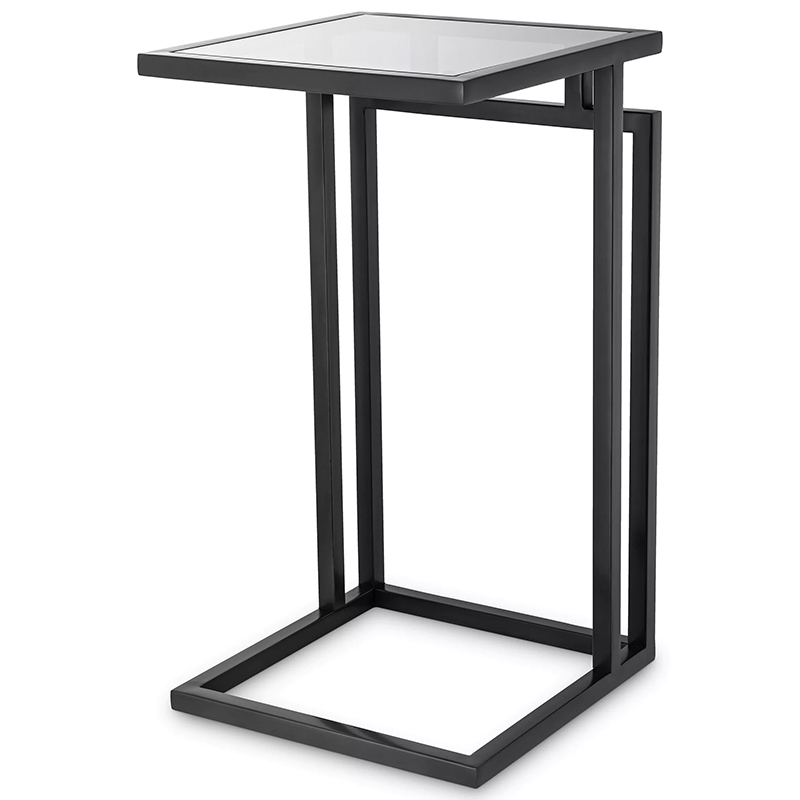 Приставной стол Eichholtz Side Table Marcus Black Черный Стекло Смок Приставной стол Eichholtz Side Table Marcus Black Черный Стекло Смок в Липецке | Loft Concept