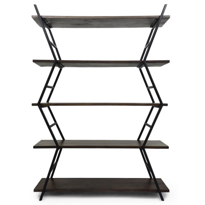 Стеллаж Industrial Zigzag Dark Wood Коричневый Черный Стеллаж Industrial Zigzag Dark Wood Коричневый Черный в Липецке | Loft Concept