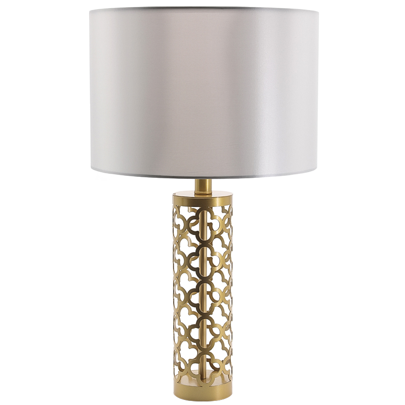 Настольная лампа Arabesque Quatrefoil Drum Table Lamp Золотой Серый Настольная лампа Arabesque Quatrefoil Drum Table Lamp Золотой Серый в Липецке | Loft Concept