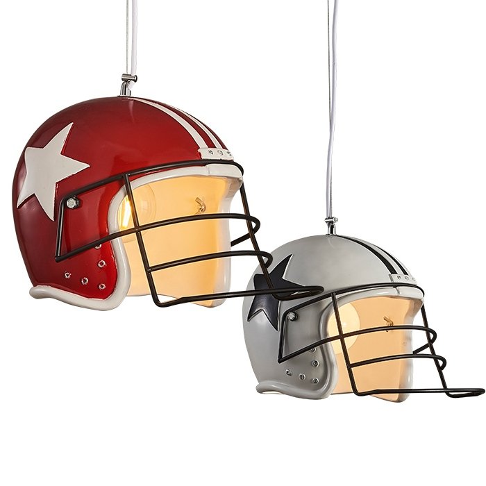 Подвесной светильник Sport Helmet Pendant Белый Красный Подвесной светильник Sport Helmet Pendant Белый Красный в Липецке | Loft Concept