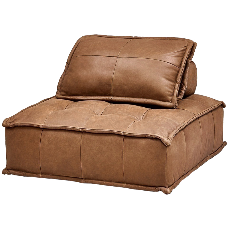 Модульное коричневое кожаное кресло Caron Leather Armchair Коричневый в Липецке | Loft Concept 