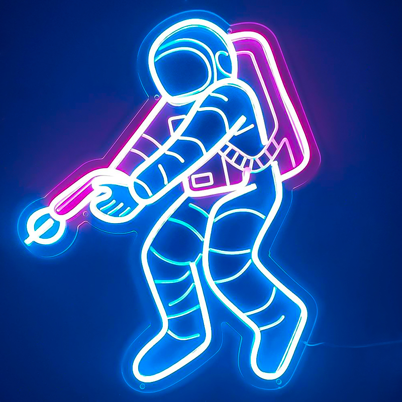 Неоновая настенная лампа Astronaut Neon Wall Lamp Синий Лиловый Неоновая настенная лампа Astronaut Neon Wall Lamp Синий Лиловый в Липецке | Loft Concept