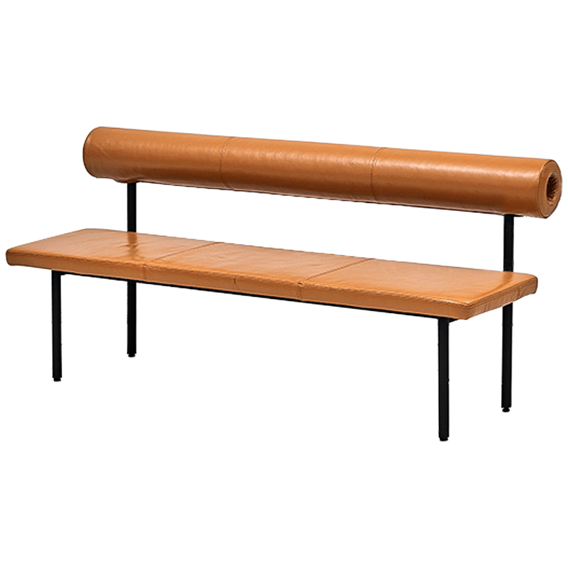 Диван-скамья с обивкой из натуральной кожи Timms Leather Sofa Bench Карамель Черный Диван-скамья с обивкой из натуральной кожи Timms Leather Sofa Bench Карамель Черный в Липецке | Loft Concept