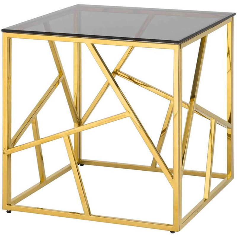 Стол приставной Geometry Serene Phoenix Gold Золотой Стекло Смок Стол приставной Geometry Serene Phoenix Gold Золотой Стекло Смок в Липецке | Loft Concept