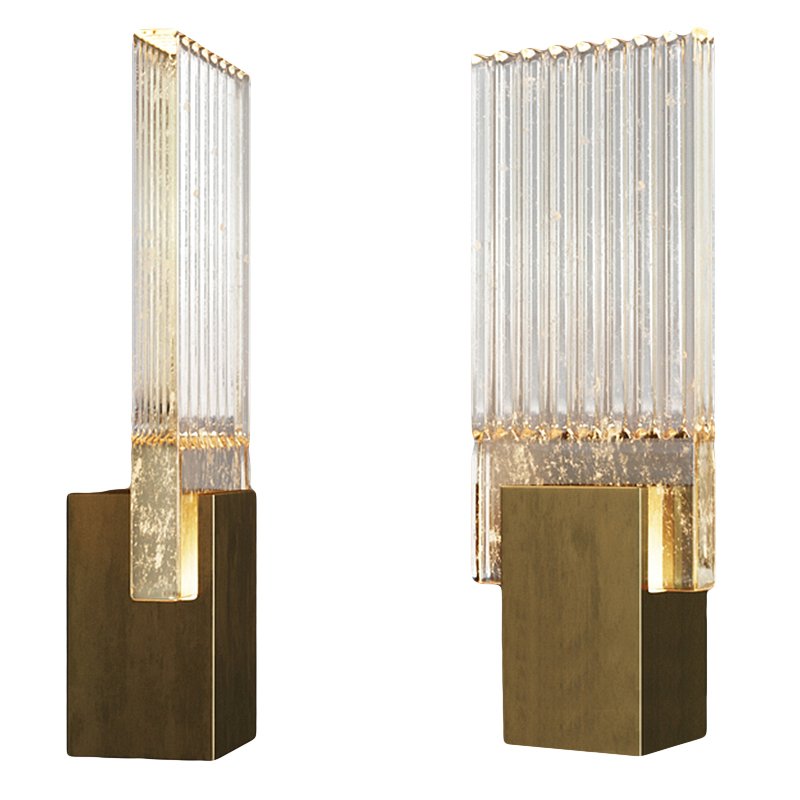 Бра PLEATED GLASS SCONCE Прозрачный (Transparent) Латунь Бра PLEATED GLASS SCONCE Прозрачный (Transparent) Латунь в Липецке | Loft Concept