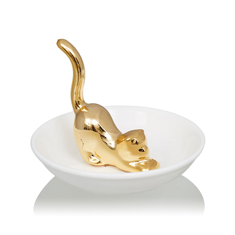 Блюдо Decorative Dish Cat Белый Глянцевое золото Блюдо Decorative Dish Cat Белый Глянцевое золото в Липецке | Loft Concept