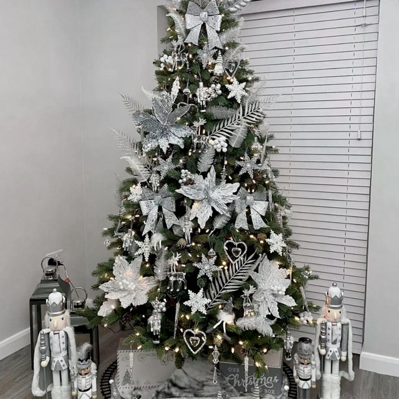 Дизайнерская Елка с Серебряным Декором Christmas Tree Silver Flowers Серебряный Зеленый в Липецке | Loft Concept 