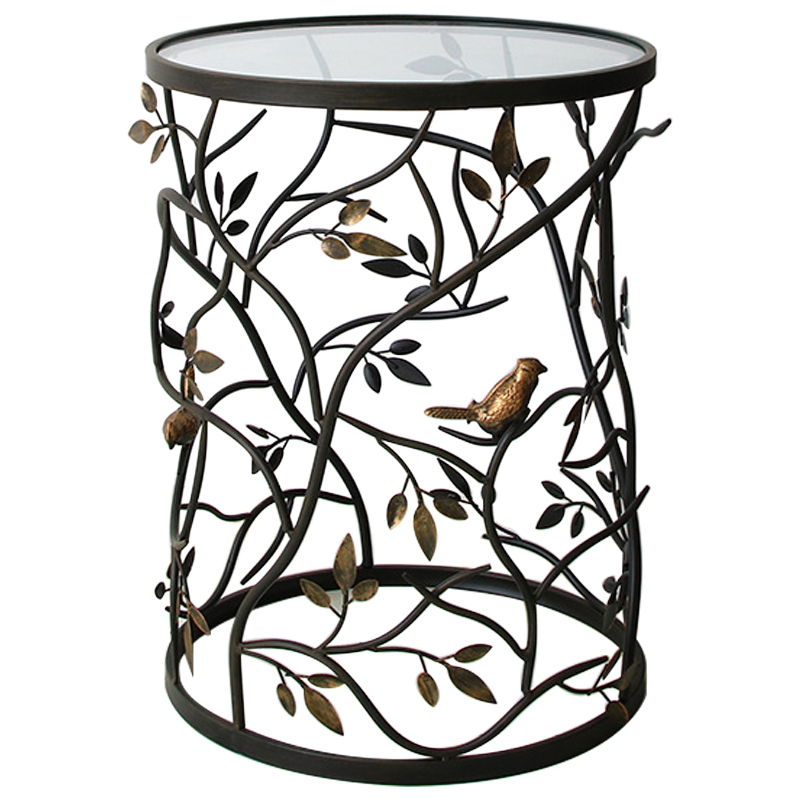 Приставной стол Ruairi Metal Leaves Side Table Черный Золотой Прозрачное Стекло Приставной стол Ruairi Metal Leaves Side Table Черный Золотой Прозрачное Стекло в Липецке | Loft Concept