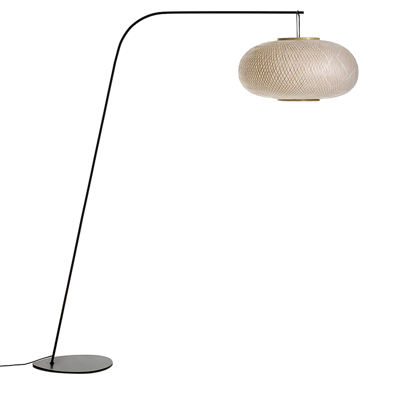 Торшер Wicker Bamboo Floor lamp Черный Бежевый Торшер Wicker Bamboo Floor lamp Черный Бежевый в Липецке | Loft Concept