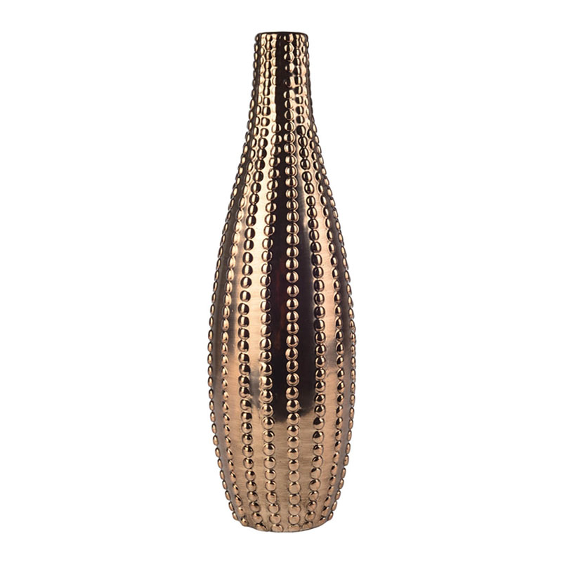Ваза Ribbed Vase Narrow Throat bronze-gold 34 Ваза Ribbed Vase Narrow Throat bronze-gold 34 в Липецке | Loft Concept