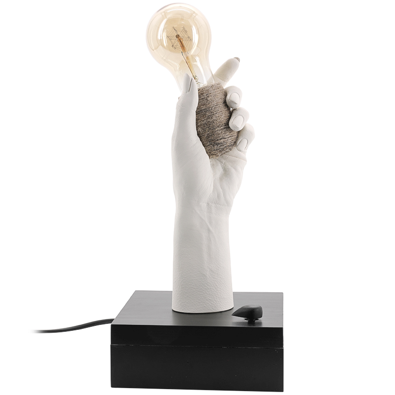 Настольная лампа Table Lamp Sculpture Arm Белый Черный Настольная лампа Table Lamp Sculpture Arm Белый Черный в Липецке | Loft Concept