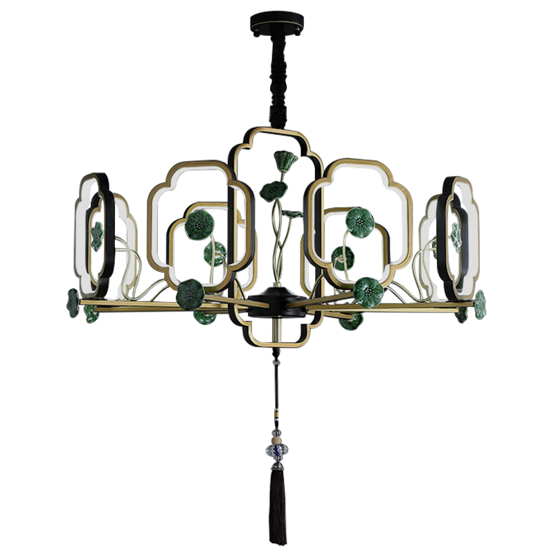 Люстра Lotus Fruit Chandelier Черный Зеленый Золотой Люстра Lotus Fruit Chandelier Черный Зеленый Золотой в Липецке | Loft Concept