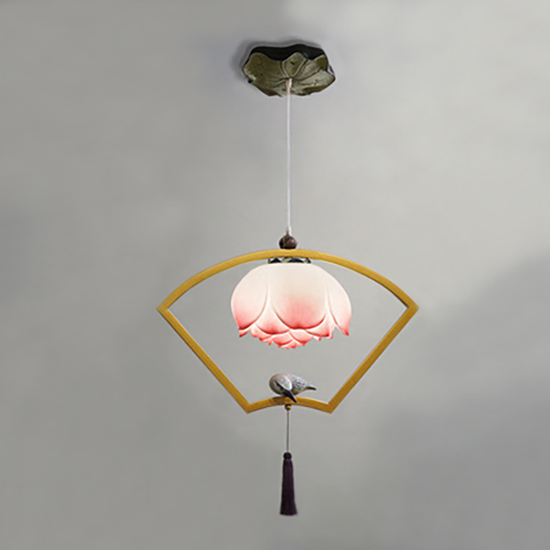 Подвесной светильник Bird with Tassel Fan Латунь Голубой Белый Розовый пастельный Подвесной светильник Bird with Tassel Fan Латунь Голубой Белый Розовый пастельный в Липецке | Loft Concept