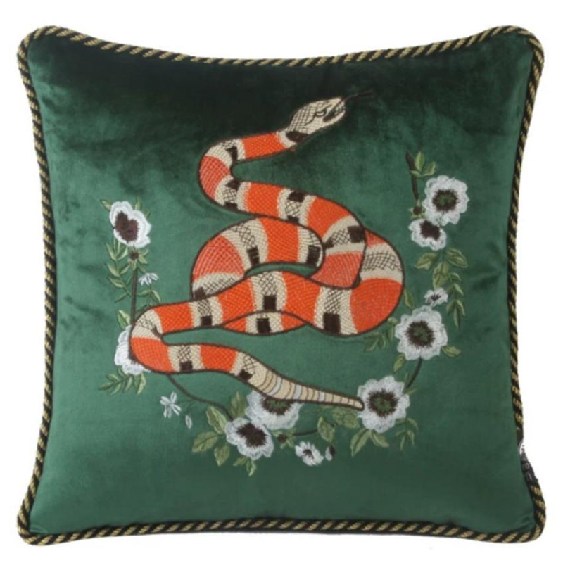Подушка с Вышивкой Стиль Gucci IV Зеленый в Липецке | Loft Concept 
