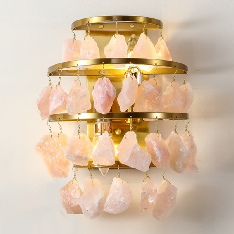 Hardis Pink stone Wall Lamp Латунь Дымчатая Роза Hardis Pink stone Wall Lamp Латунь Дымчатая Роза в Липецке | Loft Concept