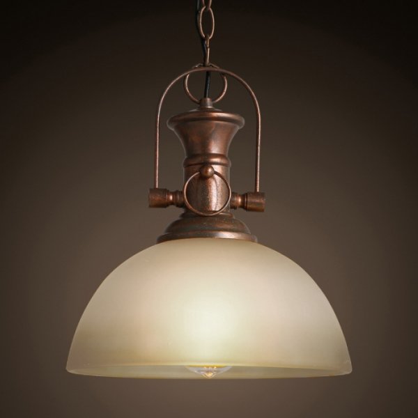 Люстра Old Copper Pendant Glass Белый Медь Люстра Old Copper Pendant Glass Белый Медь в Липецке | Loft Concept