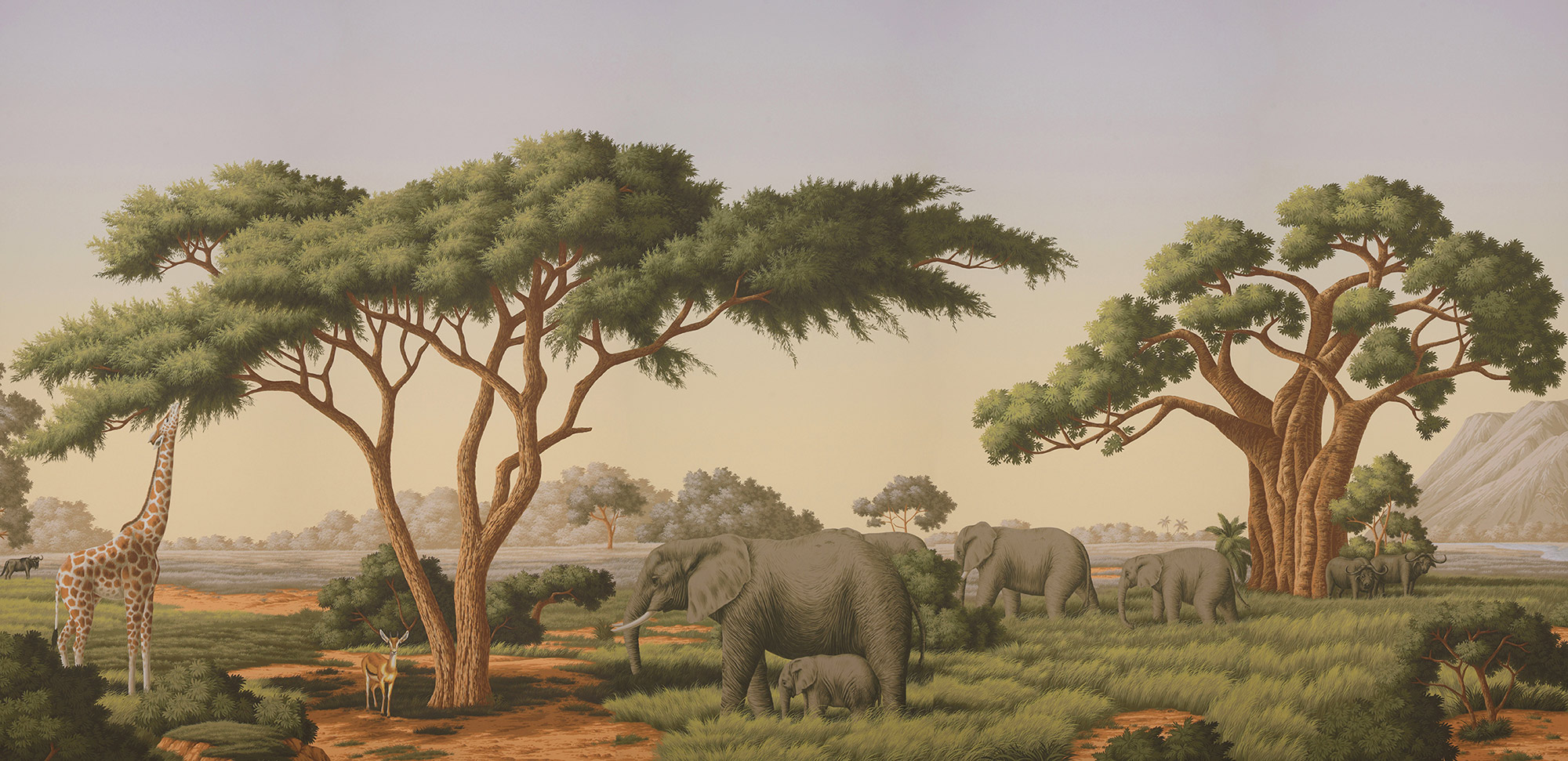 Обои ручная роспись African Savannah Amarelo on scenic paper Обои ручная роспись African Savannah Amarelo on scenic paper - постер Loft-Concept в Липецке