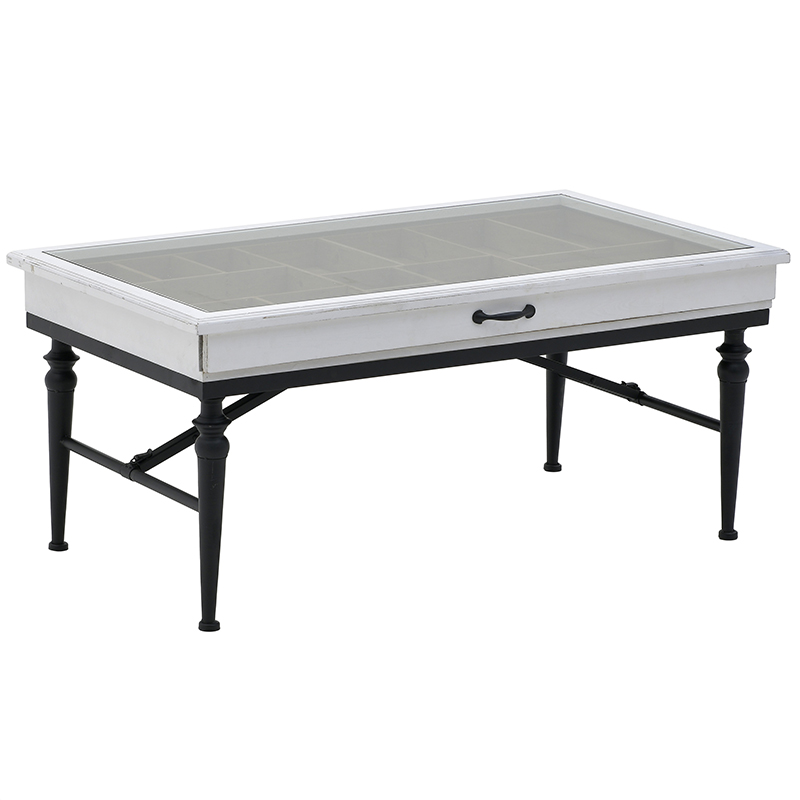 Кофейный стол с выдвижным ящиком Provence Coffee Table with Drawer Белый Черный Кофейный стол с выдвижным ящиком Provence Coffee Table with Drawer Белый Черный в Липецке | Loft Concept