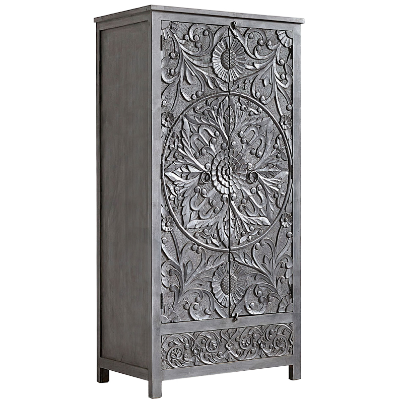 Шкаф Indian Antique White Furniture Cupboard Devan серый Серый Шкаф Indian Antique White Furniture Cupboard Devan серый Серый в Липецке | Loft Concept