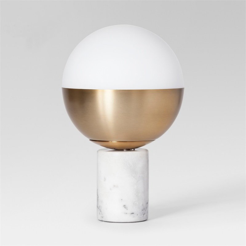 Настольная лампа Geneva Globe Marble Белый Латунь Настольная лампа Geneva Globe Marble Белый Латунь в Липецке | Loft Concept