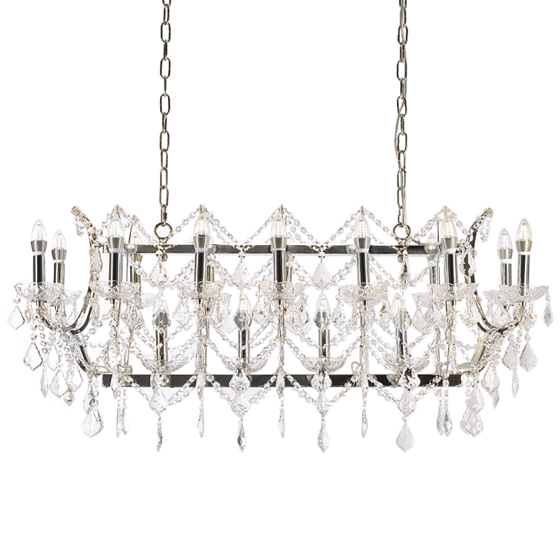 Люстра 19TH C. ROCOCO IRON & CLEAR CRYSTAL Rectangular Серебряный Прозрачное Стекло Люстра 19TH C. ROCOCO IRON & CLEAR CRYSTAL Rectangular Серебряный Прозрачное Стекло в Липецке | Loft Concept