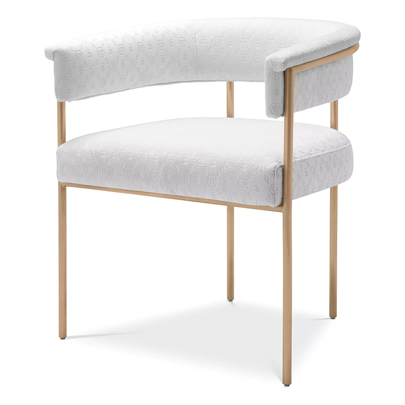 Стул Philipp Plein Dining Chair Monogram White Белый Золотой в Липецке | Loft Concept 