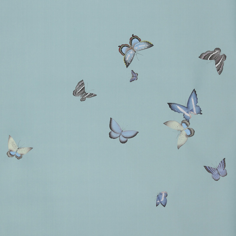 Обои ручная роспись Butterflies Special Colourway on Duck Egg dyed silk Обои ручная роспись Butterflies Special Colourway on Duck Egg dyed silk в Липецке | Loft Concept