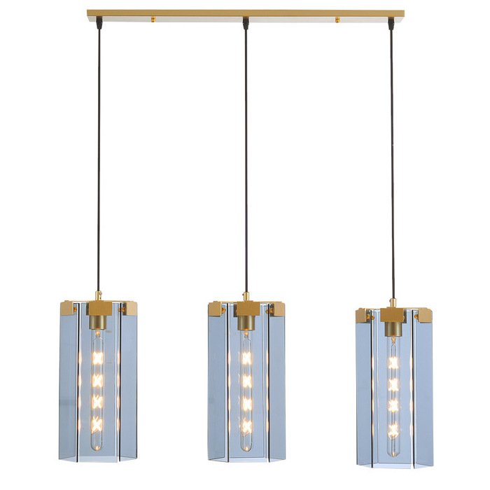 Люстра Rectangle Gray Glass Pendant Lamp 3 Золотой Прозрачное Стекло Люстра Rectangle Gray Glass Pendant Lamp 3 Золотой Прозрачное Стекло в Липецке | Loft Concept
