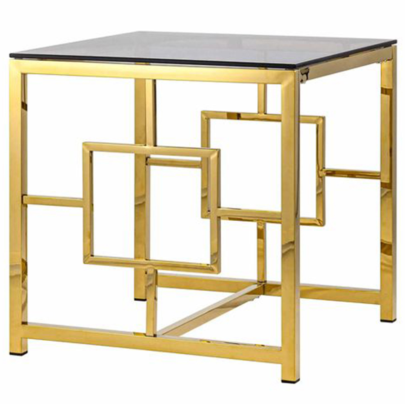 Стол приставной Milan Tables Gold Золотой Стекло Смок Стол приставной Milan Tables Gold Золотой Стекло Смок в Липецке | Loft Concept