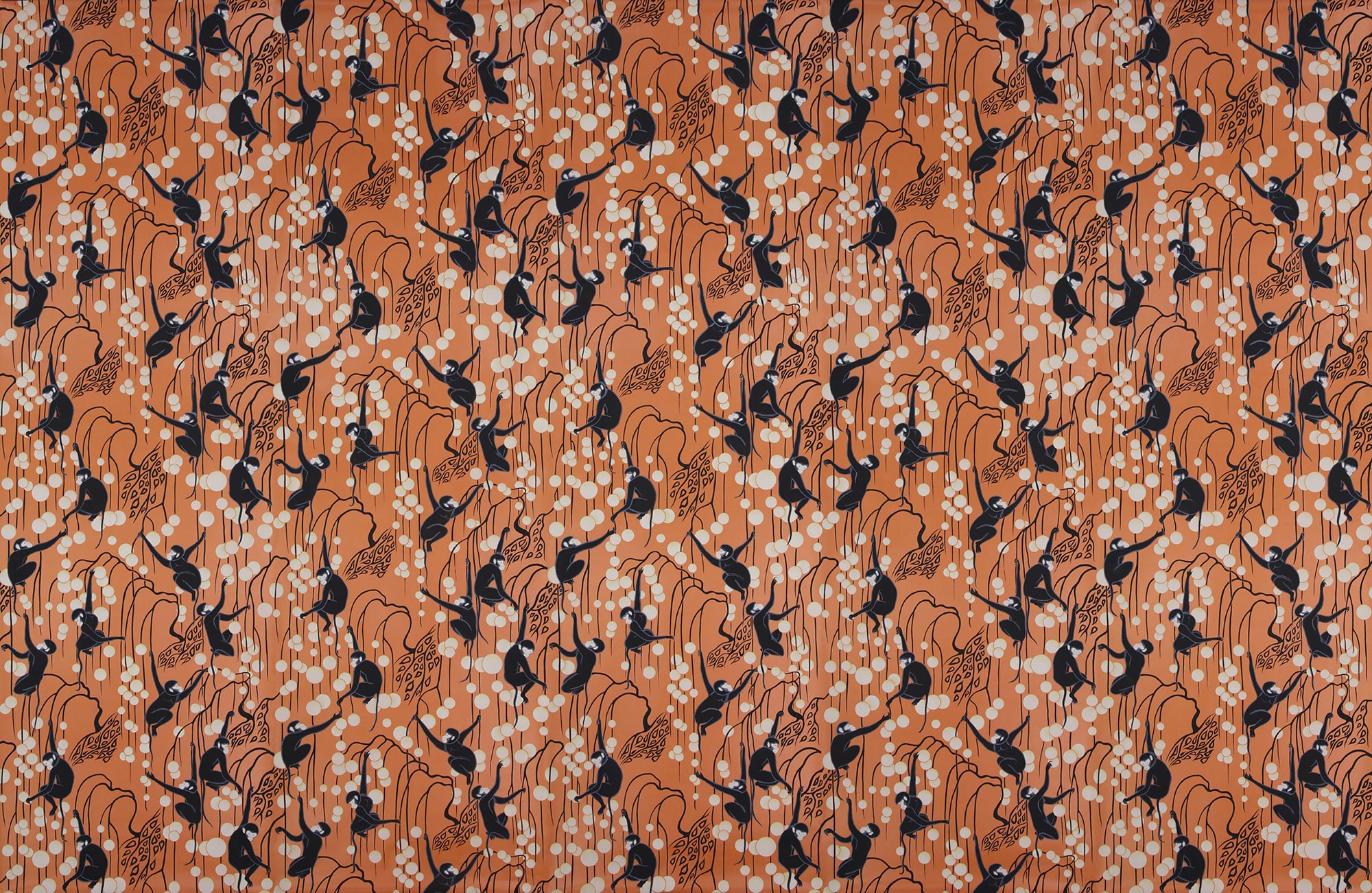 Обои ручная роспись Deco Monkeys Terracotta on dyed paper Обои ручная роспись Deco Monkeys Terracotta on dyed paper - постер Loft-Concept в Липецке