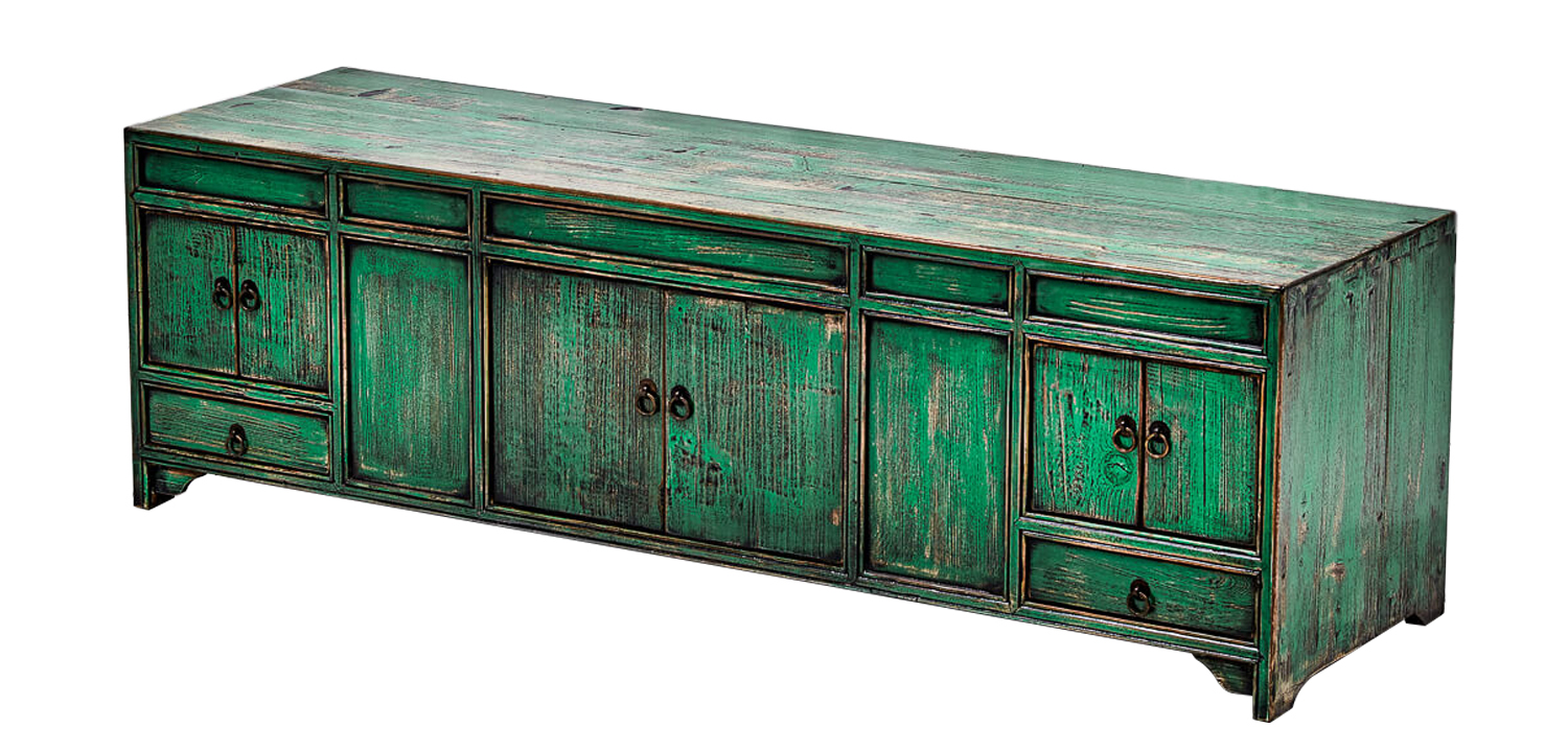 Комод длинный в винтажном стиле Holden Loft Chest of Drawers Green - фото №1