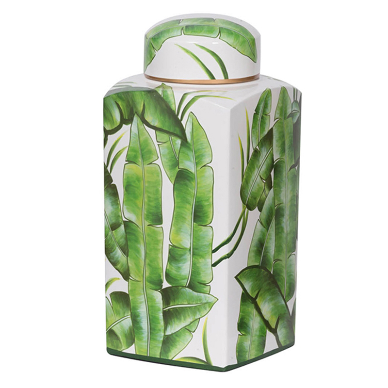 Ваза Vase Green Leaves 36 Зеленый Белый Ваза Vase Green Leaves 36 Зеленый Белый в Липецке | Loft Concept