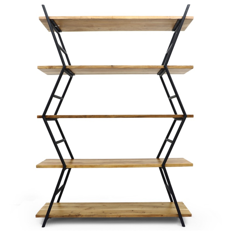 Стеллаж Industrial Zigzag Light Wood Коричневый Черный Стеллаж Industrial Zigzag Light Wood Коричневый Черный в Липецке | Loft Concept